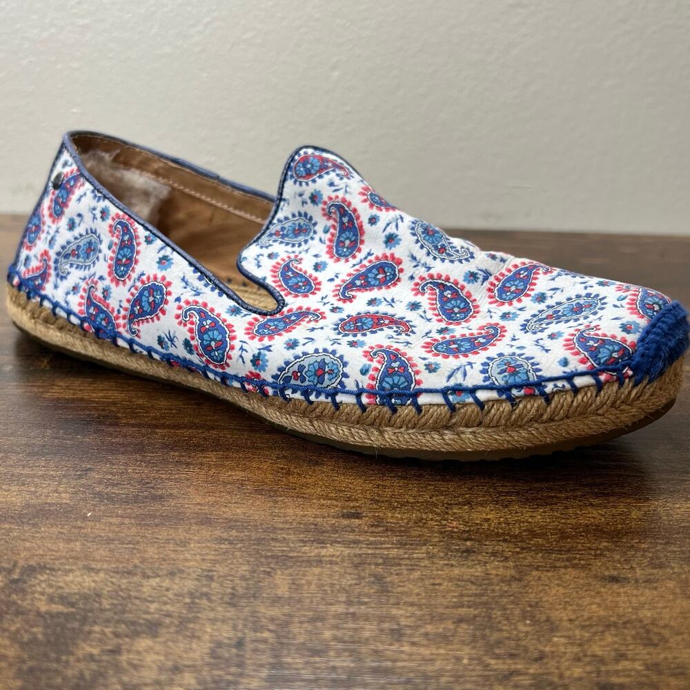 UGG Sandrinne Liberty Espadrille Shoes 7 Womens Racing Stripe Paisley Slip On